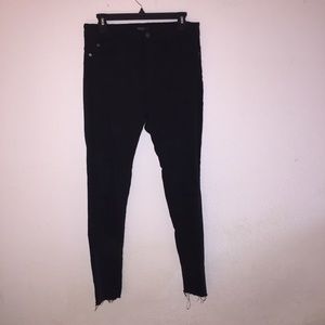 High Waisted Black Stretchy Distressed Jeans